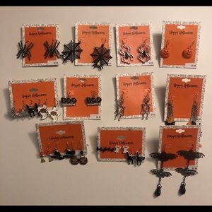 Halloween Spider Cat Ghost Witch Black Earring Lot